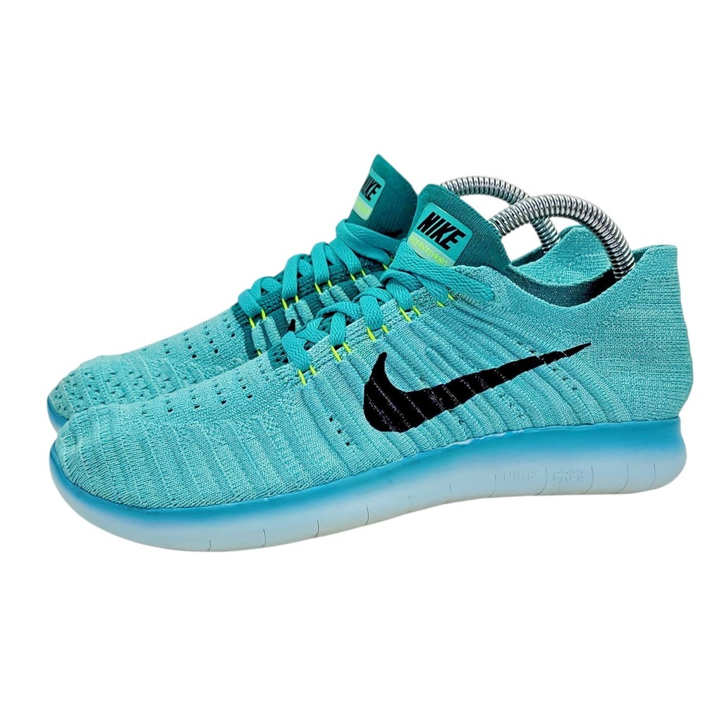 Nike Free RN Flyknit Women's Size 7.5 Running Shoes Hyper Turquoise Lace Up - Picture 2 of 13